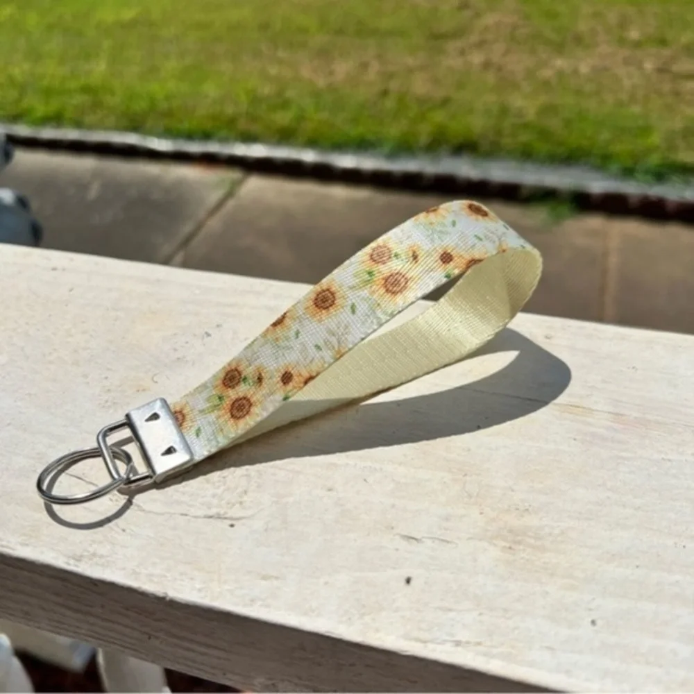 Handmade Sunflower Yellow Keychain Wristlet